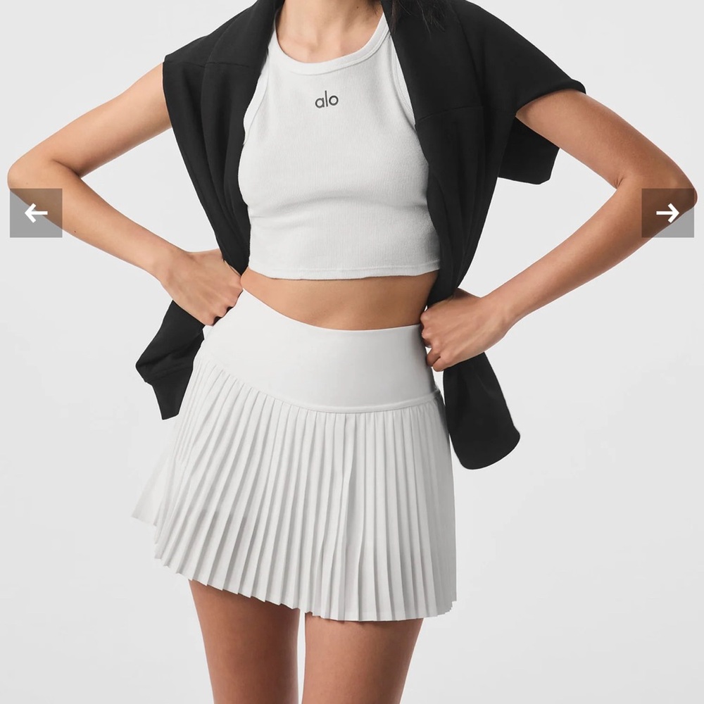 Alo Yoga Pleated Tennis Skirt White